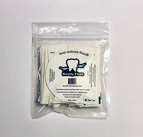 Knotty Floss Individually Wrapped Bamboo Activated Charcoal with Grapefruit Seed Extract Floss - Eco-friendly, Vegan - 50 count