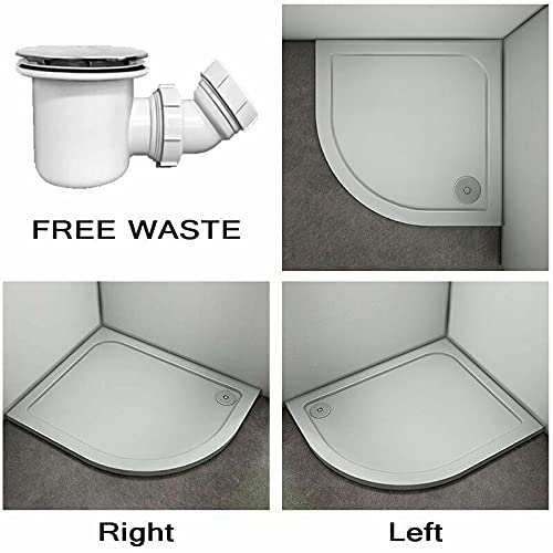 Huiyang 900 x 900mm Quadrant Stone Tray for Bathroom Shower Enclosure Corner Glass Door + Waste Trap, 900x900mm - Image 3