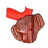 M&P Shield X OWB Leather Holster – Full Grain Leather Belt Holster by EDS – Basket Weave Design...