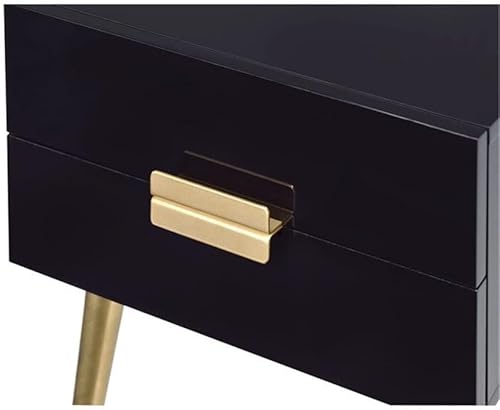 Miniatura 10 de Acme Denvor - Mesa auxiliar de madera y metal con 2 cajones, color blanco y dorado