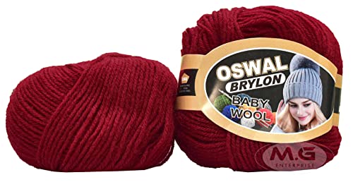 Image of OSWAL 100% Acrylic Wool Deep Red 8 GMS Wool 4 ply Wool Ball Hand Knitting Wool /Art Craft Soft Fingering Crochet Hook Yarn- Art-AEBB