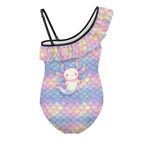 Image of Girls One Piece Swimsuit Ruffled Halter Bathing Suit with Adjustable Strap Beach Sport Swimwear for 3-14 Years