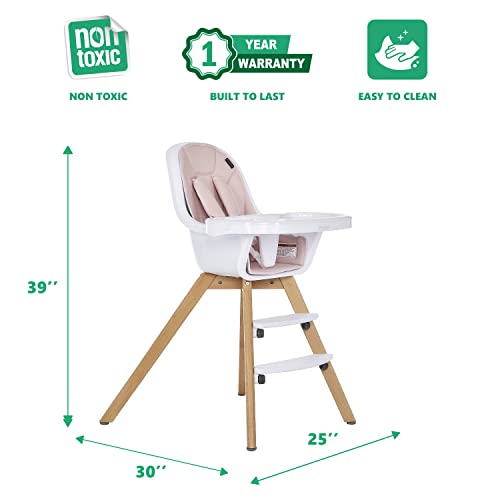 Evolur Zoodle 2 In 1 High Chair, Modern Design, Toddler Chair, Removable Cushion, Adjustable Tray, Baby And Toddler, Pink #TOP2