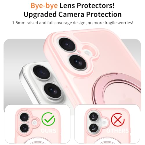 Image of Magnetic Case for iPhone 17 with Magnetic Ring Stand, [Compatible with Magsafe] [Military Grade Drop Protection] Shockproof Phone Cover for iPhone 17 Full Camera Protection 6.3 inch Pink