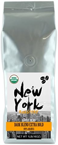 New York Roastery Whole Bean Coffee, Dark Blend Extra Bold 100% Arabica, Fair Trade Certified & USDA Organic (16 Ounce)