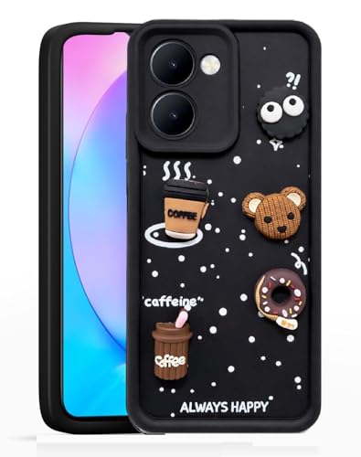 Image of Bintage Cute Fun Taddy| 3D Ball Bear| Donut| Coffee Rubber Case Full Body & Camera Protection Back Cover Compatible for Realme C33 4G 2023 - Black
