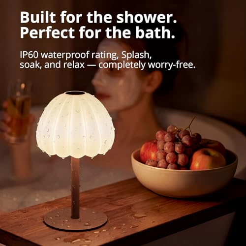Image of Hifree Rechargeable Waterproof Shower Lamp, IP65 Cordless Touch Dimmable Small Desk Light for Inside Shower, 4500mAh Battery Operated Color Changing Table Lamp for Bathroom, Bedroom, Outdoor