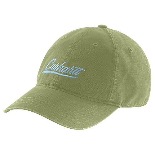 Carhartt Women's Canvas Script Graphic Cap, Green Olive, One Size