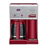 Cuisinart CHW-12R 12-Cup Programmable Coffeemaker Plus Hot Water System Coffee Maker, Brushed Metal/Red