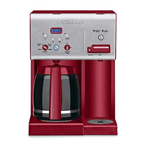 Cuisinart CHW-12R 12-Cup Programmable Coffeemaker Plus Hot Water System Coffee Maker, Brushed Metal/Red