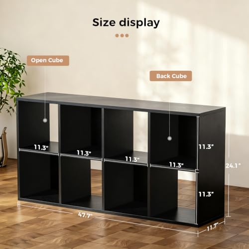 LUCKLIFE-8-Cube-Storage-Organizer-Stackable-Modular-Bookcase-Shelf-with-Vertical-or-Horizontal-Use-Fits-1111-Bins-Optional-Back-Panels-for-Living-Room-Office-Black