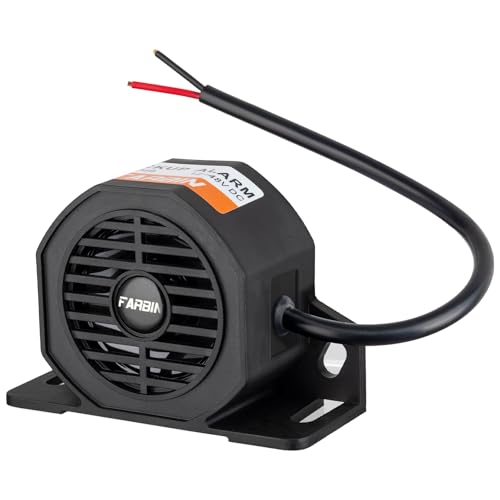 FARBIN Truck Back up Alarm 110dB 12V-48V DC Car Reverse Alarm Horn Heavy-Duty Backup Warning Reversing Warning Alarms Waterproof Back Up Beeper (HT Equipped with Wire)