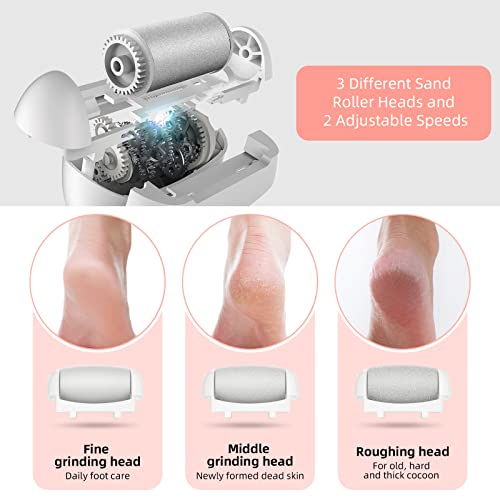 Foot Callus Remover, Nicebirdie Professional Electric Callous Removers For Feet Rechargeable 3 Grinding Heads Waterproof File Feet Scrubber Pedicure Tools Kit Feet Care Supplies #TOP4