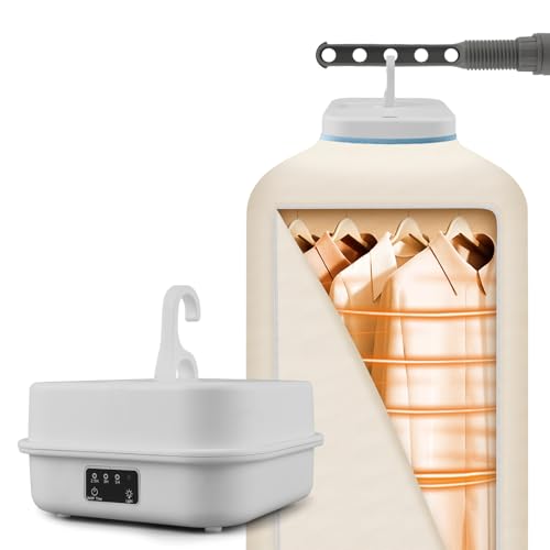 Image of Agrdeed Portable Electric Dryer Clothes, 600W Heated Clothes Dryer, Mini Laundry Airer Electric Indoor Laundry Dryers with Timer and Remote Control for Travel, Camping, Hotel, Apartment