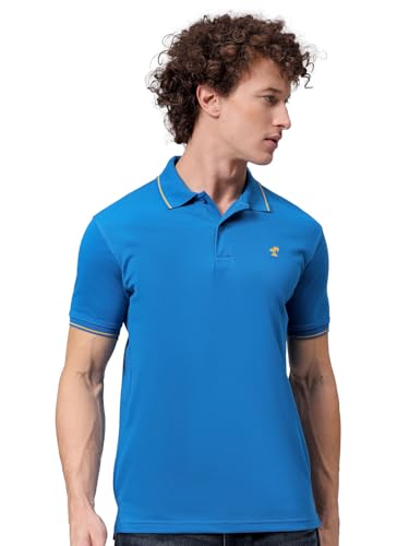 Image of The Indian Garage Co Men Slim Fit Solid Polo Neck Half Sleeves Tshirt