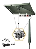 4smile Sonnenschirm Balkon 4-in-1 SET, Grün, 200 x 125 cm – Balkonschirm rechteckig, inkl. Sonnenschirmständer, Schirmhülle & Windsicherung – passend für Balkon & Terrasse