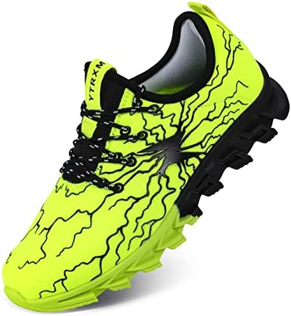YTRXM Big Boys Girls Slip on Shoes Lightweight Kids Tennis Sneakers Size 4 Youth Athletic Sports Running Shoes Fashion School Walking Green