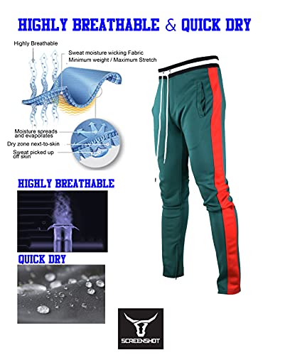 Image of SCREENSHOT Screenshotbrand Mens Hip Hop Slim Fit Track Pants - Athletic Jogger Bottom with Side Taping
