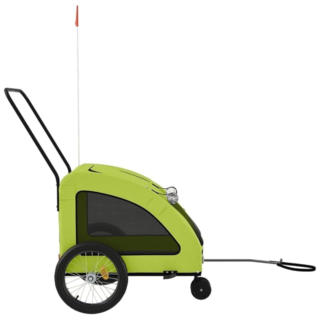 Foto 7 de 8 de vidaXL Remolque de Bicicleta Mascotas Hierro Tela Oxford Verde