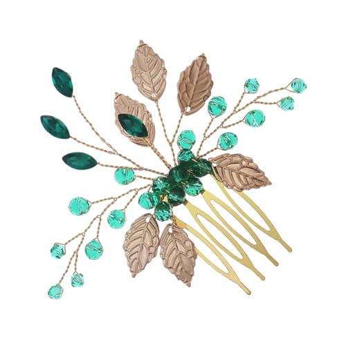 DECOMELODY 水晶葉ヘアコーム ブライダルヘアアクセサリー 軽量ヴィンテージ和装髪飾り 成人式結婚式用華やかヘアアクセ