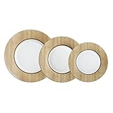 que vajilla Fabricada en vidrio opal Luminarc Nordic Alpaga - Vajilla, Marrón/Blanco, 18 piezas