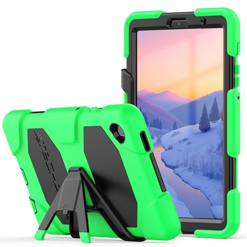TECHGEAR G-SHOCK Case Fits Samsung Galaxy Tab A7 Lite 8.7 2021 (SM-T220 / SM-T225) Tough Rugged HEAVY DUTY Armour Shockproof Impact Survival Case with Stand Kids Schools Builders Workman Case -GREEN