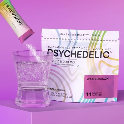 Good Mood Mix - Watermelon - Powder Packets - Calming Kava Drink Mix - Easy Open Single-Serving - Flavored Kava Powder - Mucuna Pruriens - Stevia - Non Alcoholic Adaptogen Mocktails - 14 Stick