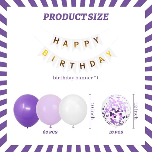 Image of ZHENGYE Purple Birthday Party Decorations Kit Happy Birthday Banner Fringe Curtains Confetti Balloons for Women Girls Party Decorations Supplies