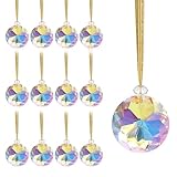 JOHUNT 12Pcs Crystal Ornaments, 1.18' Round Prism Ball Mini Tree Ornaments Christmas Decorations, Iridescent Glass Ornaments for Holiday, Party, Wedding Home Decor