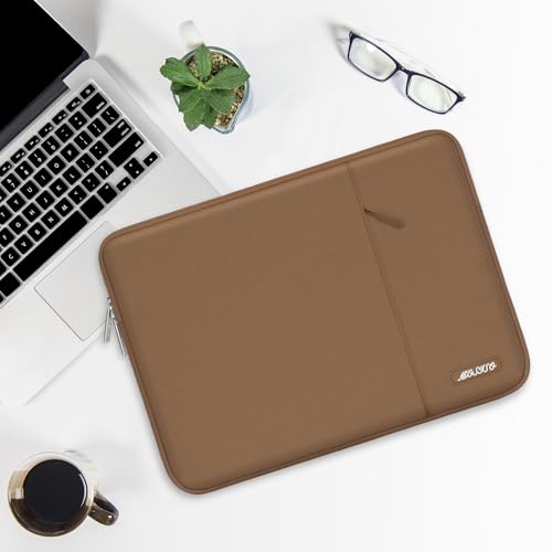 Image of MOSISO Laptop Case 16 inch, 15-15.6 inch Laptop Sleeve Compatible with MacBook Pro 16 M4 M3 M2 M1, HP Acer Dell Lenovo ASUS Notebook, Polyester Vertical Computer Sleeve Bag with Pocket, Mocha