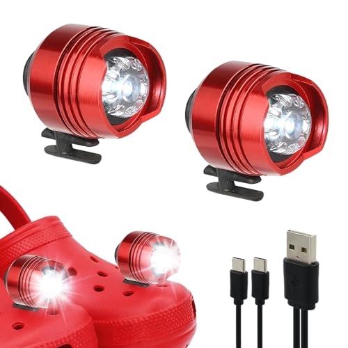 Rechargeable Headlights for Shoes 2PCS Shoe Charm Lights with 3 Light Modes Camping Accessories Shoe Headlights IPX5 Waterproof Shoe Decoration Lights for Walking Hiking Festival Gift