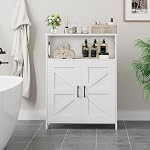 Homhedy Farmhouse Bathroom Storage Cabinet with 2 Doors, Toilet Paper Cabinet with Adjustable Shelves, Small Bathroom Cabinet for Kitchen/Laundry/Living Room, 11.8 x 23.6 x 31.5 Inches, White - Image 2