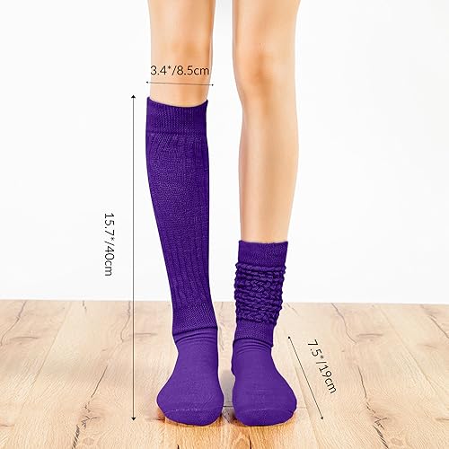Image of Violet Mist women slouch socks thick colored knee high scrunch socks long stacked sock boot 80s 90s Novetly