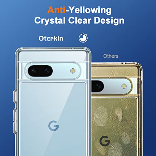Oterkin For Google Pixel 7A Case Clear, [20X Anti-Yellowing] Pixel 7A Case With [2Pcs Tempered Glass Screen Protector][Built-In 4 Airbags][10Ft Military Protection] Google Pixel 7A Phone Case (Clear) #TOP4