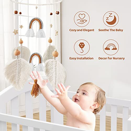 Crib Mobile For Girls And Boys,Macrame Rainbow Boho Baby Mobile Handmade Nursery Kids Room Decor（Rainbow Tassel） #TOP3