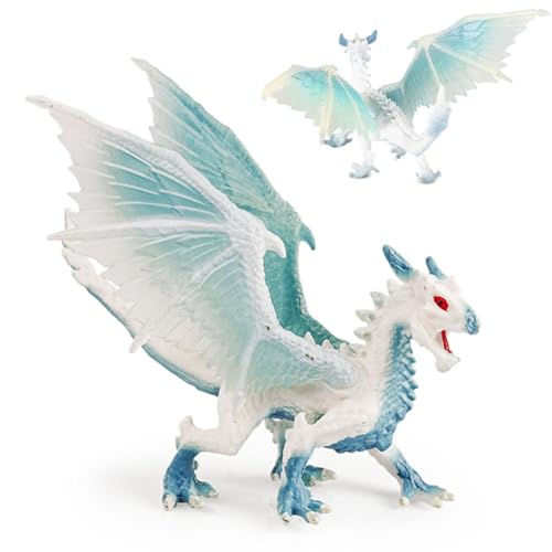 Ice Dragon Figure Ice Snow Dragon Action Figure Ice Dragons Toy Model - Realistic Hand Painted Toy Figurine Model - Solid IceDragon 10 cm - Blue