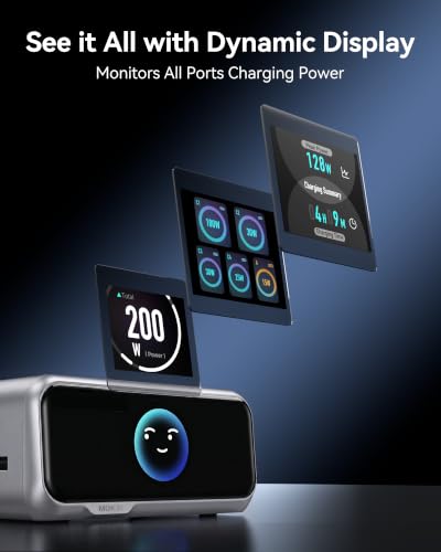 Image of MOKiN 200W Charging Station with Retractable Cord, 6-Port Desktop Charger