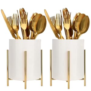 Siebold Gold & Weißer Keramik Besteckhalter 2er Set