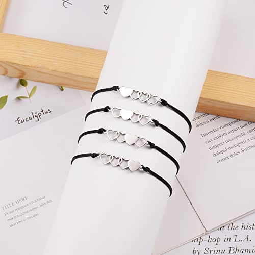 2/3/4/5 Pcs Best Friend Bracelets Friendship Bff Matching Distance Heart Bracelet Birthday Valentines Day Gifts for Women Sisters Daughters Niece Lovers2