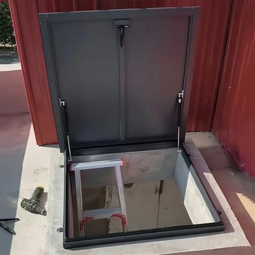 Weatherproof Outdoor Basement Cellar Door Cover with Roof Hardware, 60x60 cm, Includes Screws, Ideal for Patio & Pergola Access, Durable & Secure Attic Access Solution