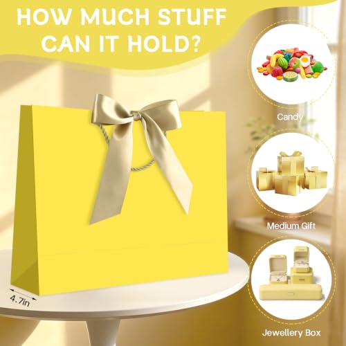 Image of JMANNI Gift Bags with Handles, 14.6 inch Large Gift Bags with Tissue Paper | 1 Pcs Yellow Bags, 2 Tissue Paper and 1 Cards, for Baby Shower, Wedding Bridal Shower, Birthday Party
