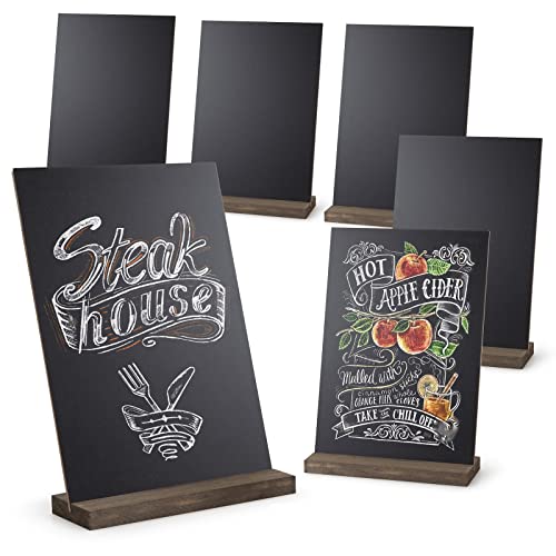 Onupgo Mini Chalkboard Signs, Double Side 6 X 9 Inch Vintage Wooden Tabletop Chalkboard Sign With Base Stands - Set Of 6, Decorative Mini Chalkboard Table Signs Small Message Chalk Board Sign #TOP1