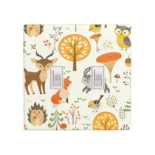 Plaque murale interrupteur double bascule arbres champignons 11cm
