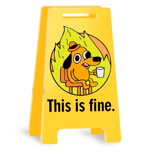 Funny Office Desk Accessories Memes Decor This is Fine Dog Acrylic Mini Floor Sign Paper Clips Funny Cute Gag Office Decorations Gifts for Work Women