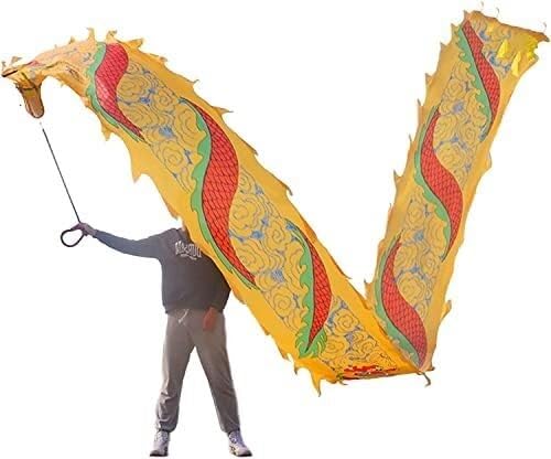 Danse du dragon en soie jaune de 10m pour s'initier facilement au Kung Fu