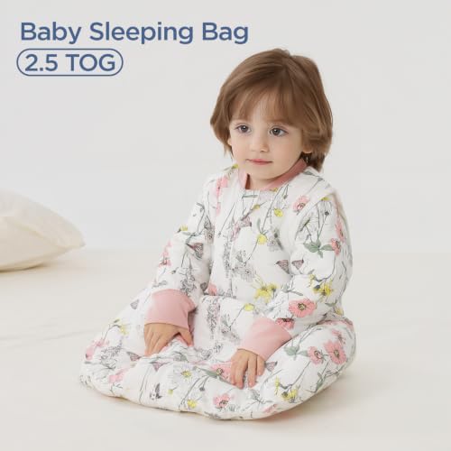 Image of Duomiaomiao 2.5 TOG Baby Sleep Sack 100% Cotton Winter Long Sleeve Baby Wearable Blanket, Super Warm Quilted Comfy Toddler Sleeping Sack