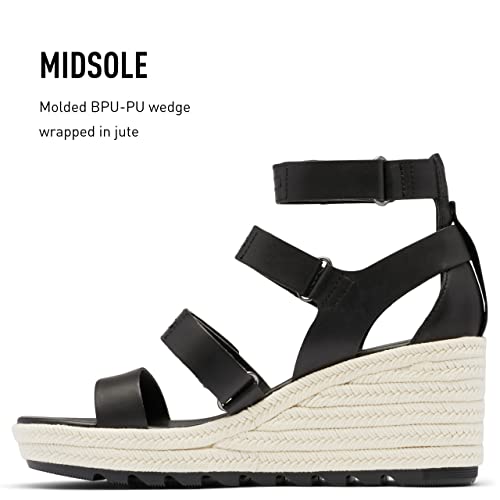 Sorel Women's Cameron Wedge Multistrap Sandals - Black, Chalk - Size 8 #TOP2
