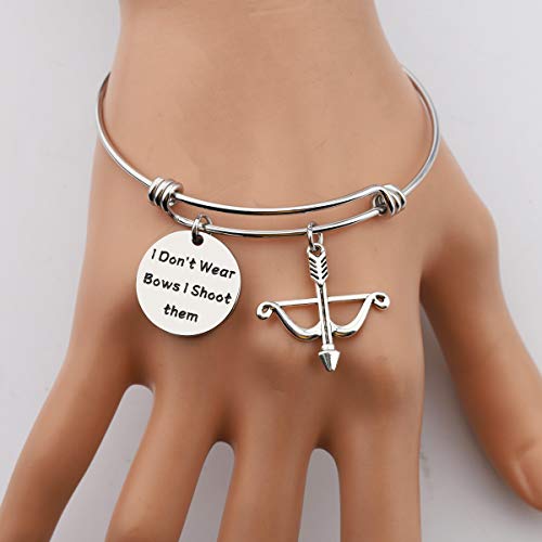 FOTAP Archery Gifts I Don't Wear Bows I Shoot Them Bracelet Hunting Gifts Bow and Arrow Charm Gift - Image 6