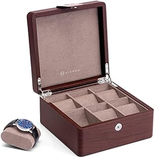 Vlando Watch Storage Box, Leather Wooden Travel Watch Display Case Holder Organizer Box with 6 Removable Watch Pillow for Jewellry, Watch, Accessories- Gift for Man, Women, Husband