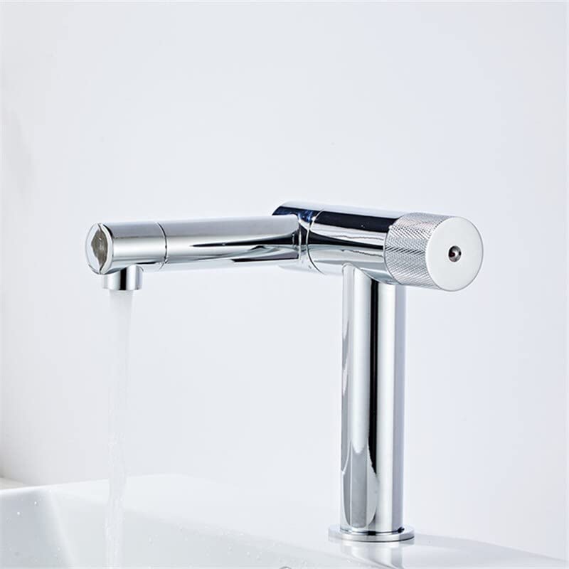 Robinet mitigeur en laiton gris pour lavabo de salle de bain avec rotation universelle SLT191-C